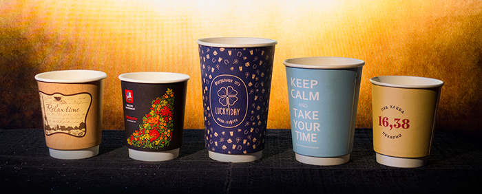 Заказать изготовление бумажных стаканчиков с логотипом для кофе и чая