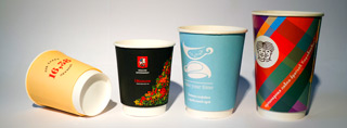 Бумажные одноразовые стаканчики для кофе с логотипом оптом от производителя